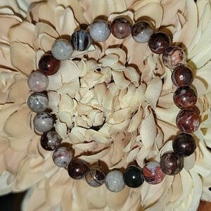 🎁 Hand Crafted Mexican Lace Agate Stretch Bracelet NEW